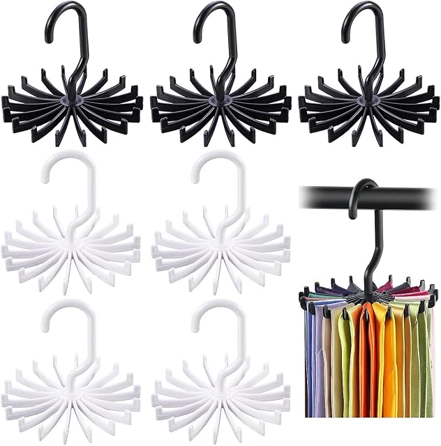 Rotating Scarf Hanger,Forreen 8 Pieces Belt Holder Adjustable Tie Racks 360 Degree Rotating Adjustable 20 Hooks Belt Hanger Necktie Hanger Tie Scarf Fixed Hanger for Closet Organizer Storage