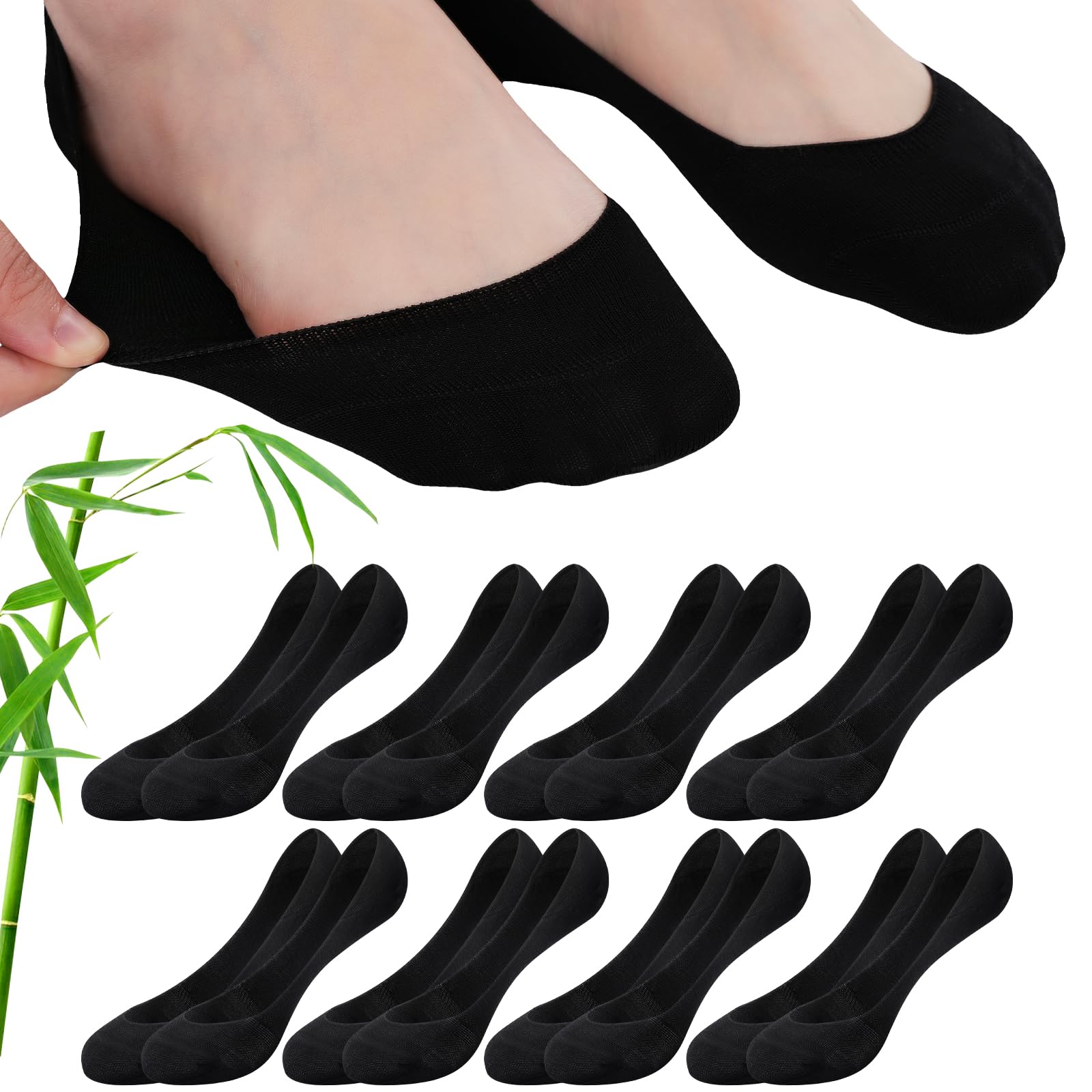 inaWarm Füsslinge Damen, 8 Paar Unsichtbare Socken aus Bambus-Baumwolle, Kurze Socken Damen Atmungsaktiv & Rutschfest, Ballerina Socken für Loafer, Sneakers & High Heels, 35-42