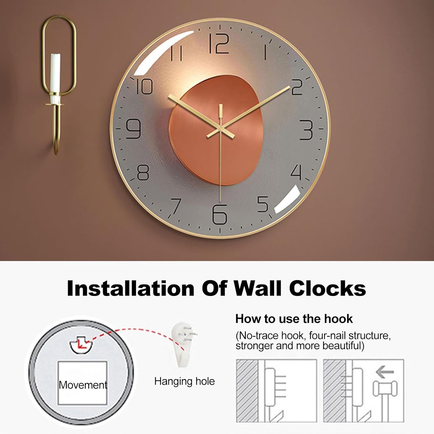 12 Inch Round Silent Wall Clock, Non-Ticking Quartz Battery Operated Clock with Large Numbers, Modern Design for Home, Living Room, Office, Kitchen, and School 2026 - view 6