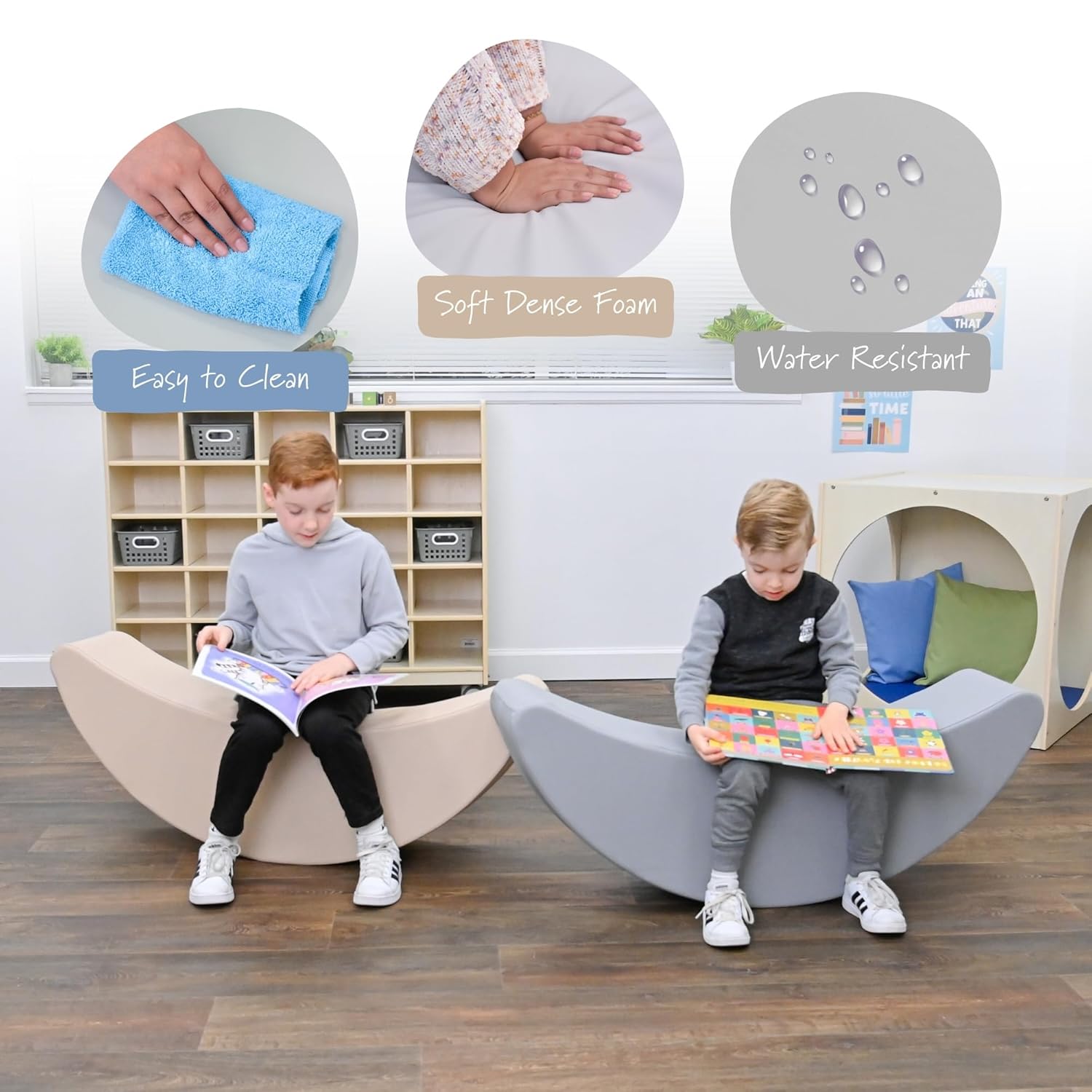 Children's Factory Happy Rocker, Flexible Classroom Seating, Active Seating for Young Learners, Banana Chairs for Kids, Sand