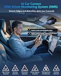 HUPEJOS Dash Cam à l'intérieur avant et arrière, libre 128G Carte incluse, 4 Chaîne 360° Affichage de la caméra Dash 4K 2160P/UHD, AI Moniteur de conduite de fatigue, 5G WiFi GPS, 8 IR Lampes Vision nocturne, 24H Mode de stationnement(V8PRO)