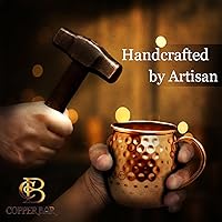 Vista 6 de Moscow Mule - Tazas de cobre – Juego de regalo único hecho a mano de 2, martillado por artesano, tazas de cobre sólido 100% puro de 16 onzas