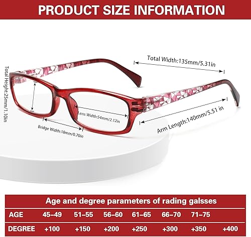Miniatura 2 de Kerecsen Computer Reading Glasses for Women Blue Light Blocking Glasses for Reading Fashion Pattern Print Eyeglasses for Womens(Mix Color -7, 2.00)