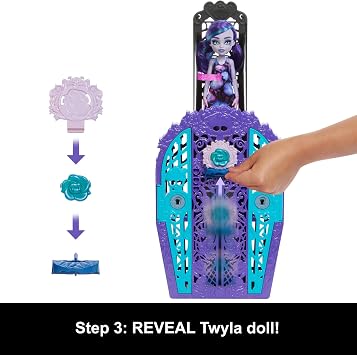 Monster High Skulltimate Secrets Doll & Accessories Set, Garden Mysteries Twyla with Reveal Closet & 19+ Tea Party Surprises like Clothes, HYT74