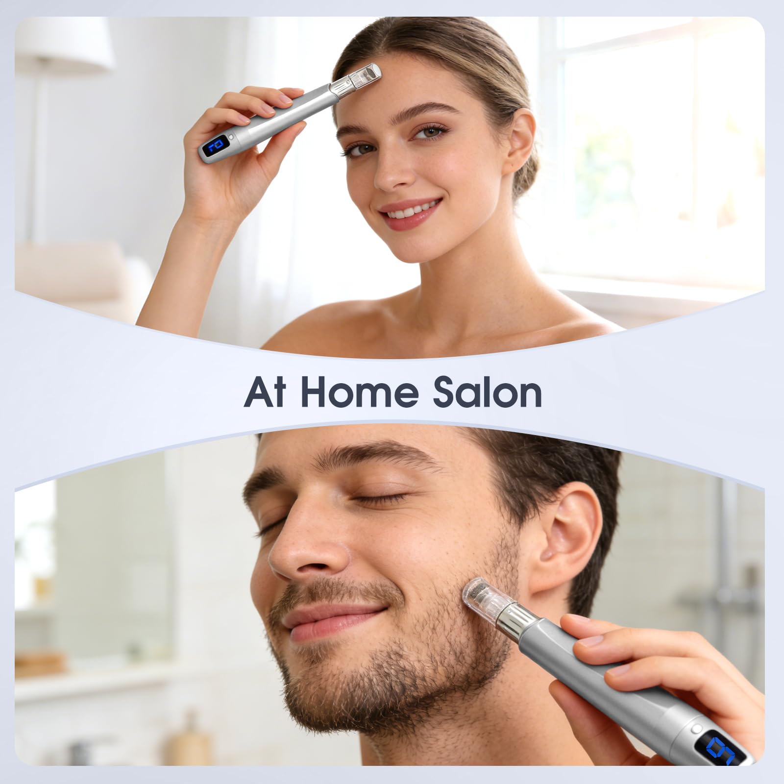 0.25mm Microneedle Skin Care Tool, Derma Roller Pen with Ergonomic Handle for Men and Women, Home Beauty Routine
