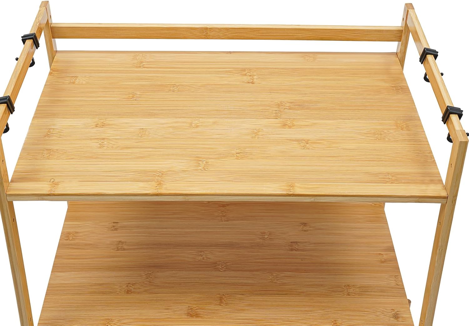 3-Tier Kitchen Shelf Above Microwave, Wooden Microwave Stand, Adjustable Microwave Oven Rack with 4 Hooks & Cutting Board Stand, Countertop Tableware Bakers Storage Shelf Over Microwave for Kitchen