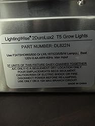 DL822N T5 HO 2-Foot 2-Lamp Fluorescent Grow Light System - 6500K Full Spectrum, 5000 Lumens