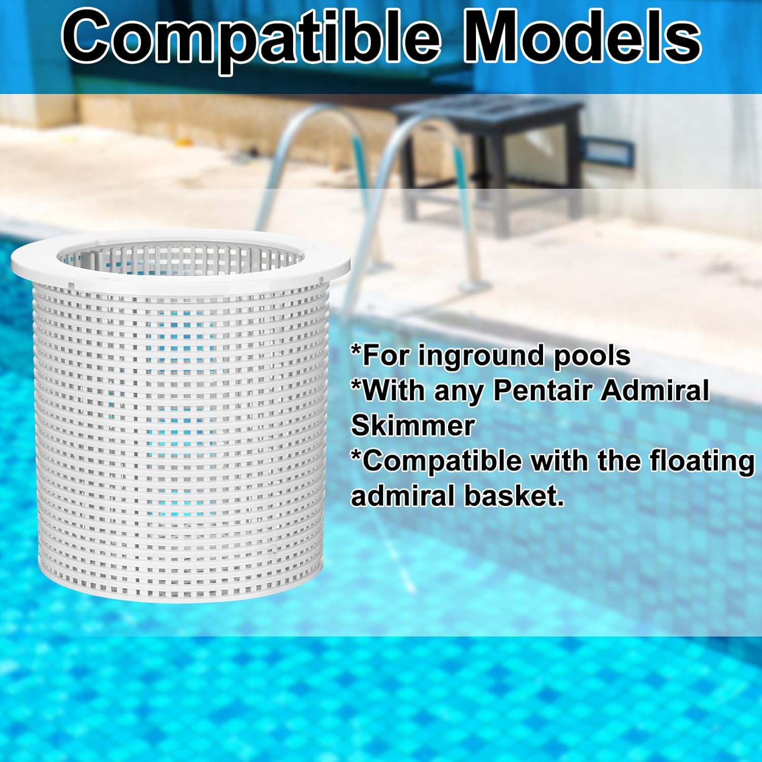 Maxdot R38013A Pool Skimmer Basket, Compatible with Pentair American Admiral Skimmer, for Inground Heavy Duty Pool Basket -Remove Leaves and Debris(White)