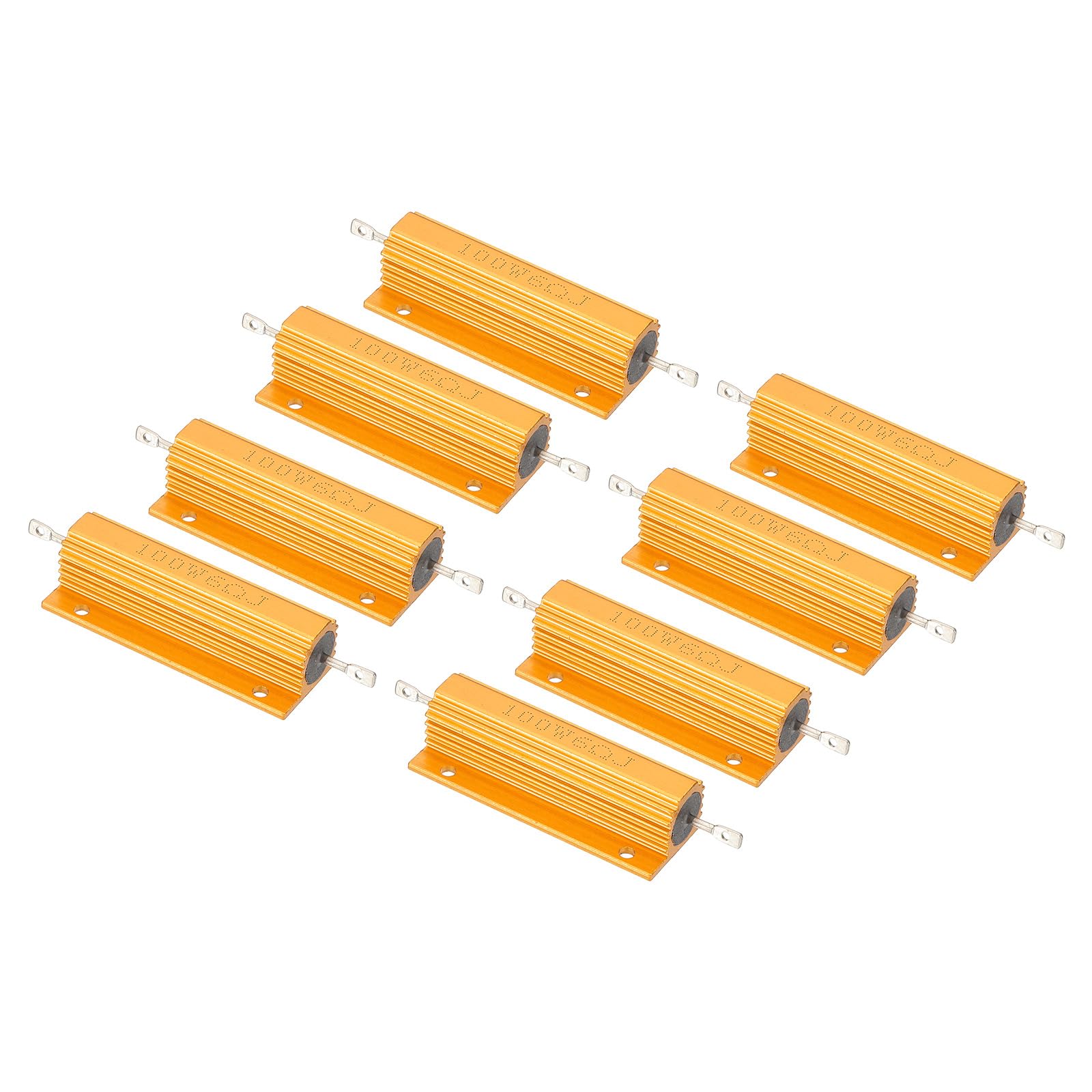 PATIKIL 4 Resistori Con Alloggiamento In Alluminio, 50W 5 Ohm, Tolleranza 5%, Montaggio Su Telaio Con Viti, Per Illuminazione E Controllo Industriale, Oro