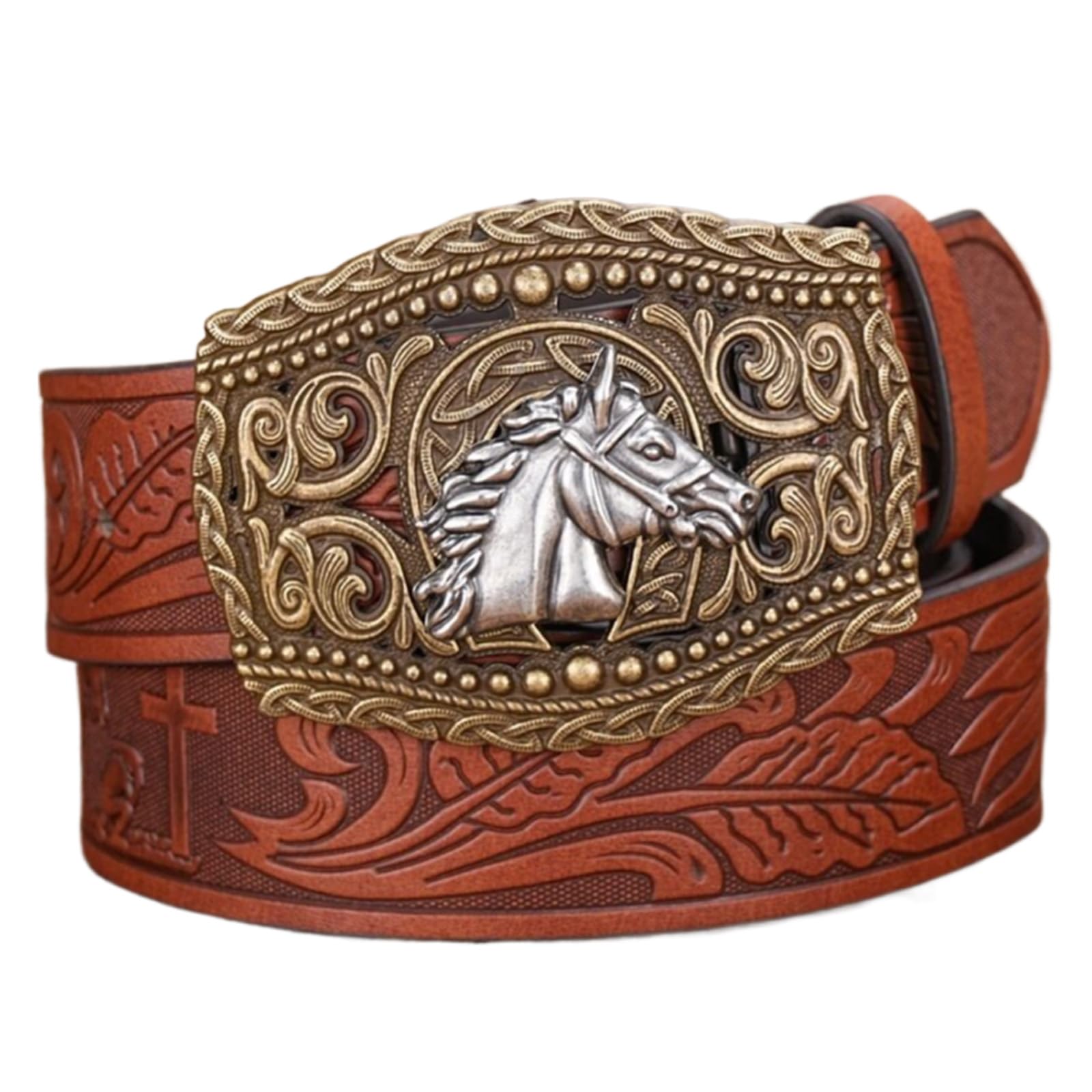 Milisten Cintura Vintage Con Motivo Mucca - Pelle PU Regolabile 100x2,9 Cm Per Jeans