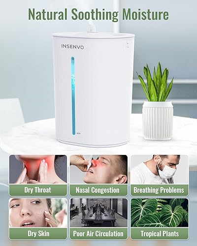 Miniatura 7 de INSENVO Humidificador de habitación para dormitorio, humidificador de aire de niebla fría ultra silencioso de 1.66 galones para bebé y hogar, con