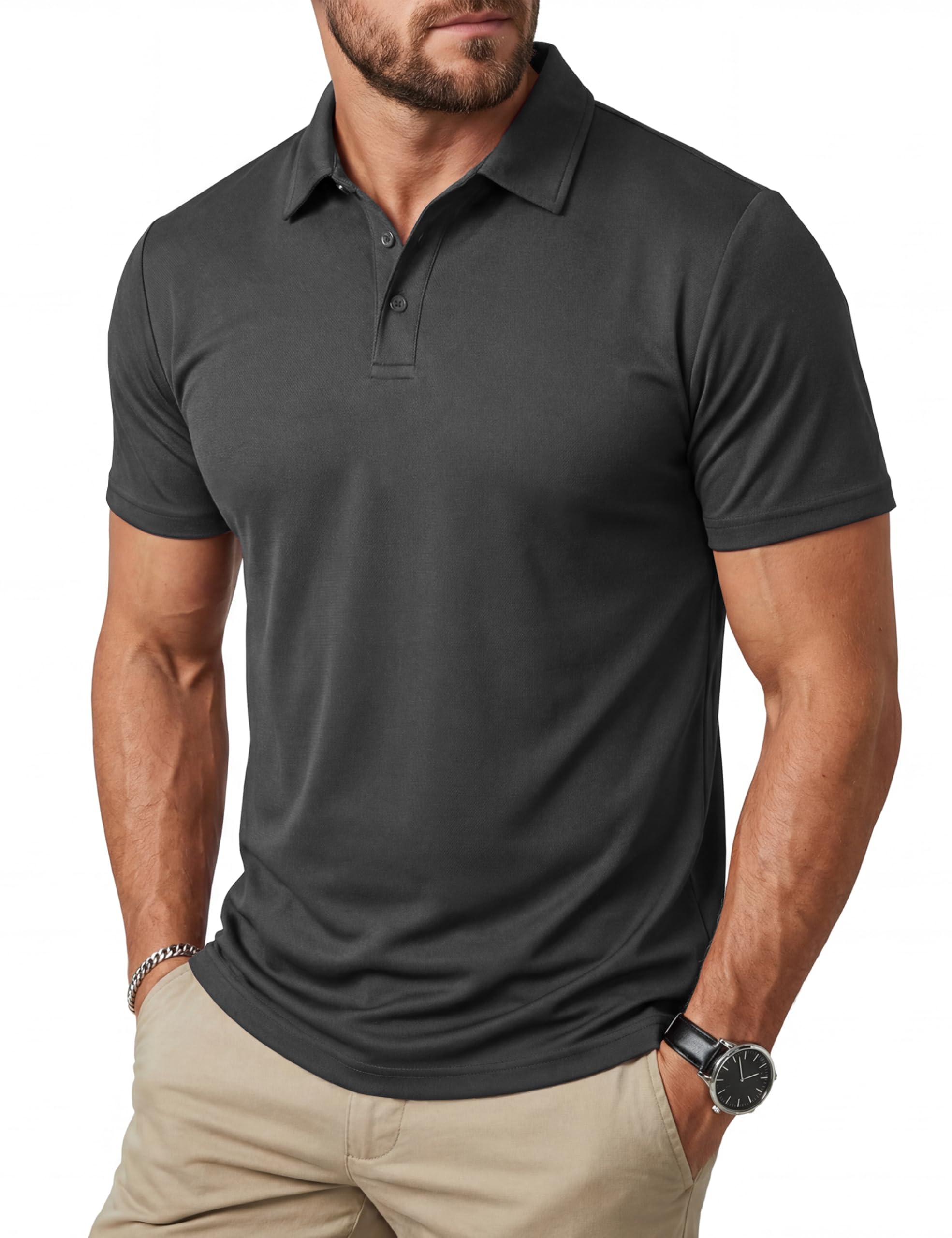 MAGCOMSEN Poloshirt Herren Kurzarm Golf Polo Tshirt Sommer Sport Funktionsshirt Schnelltrocknend Polohemd Wandershirt