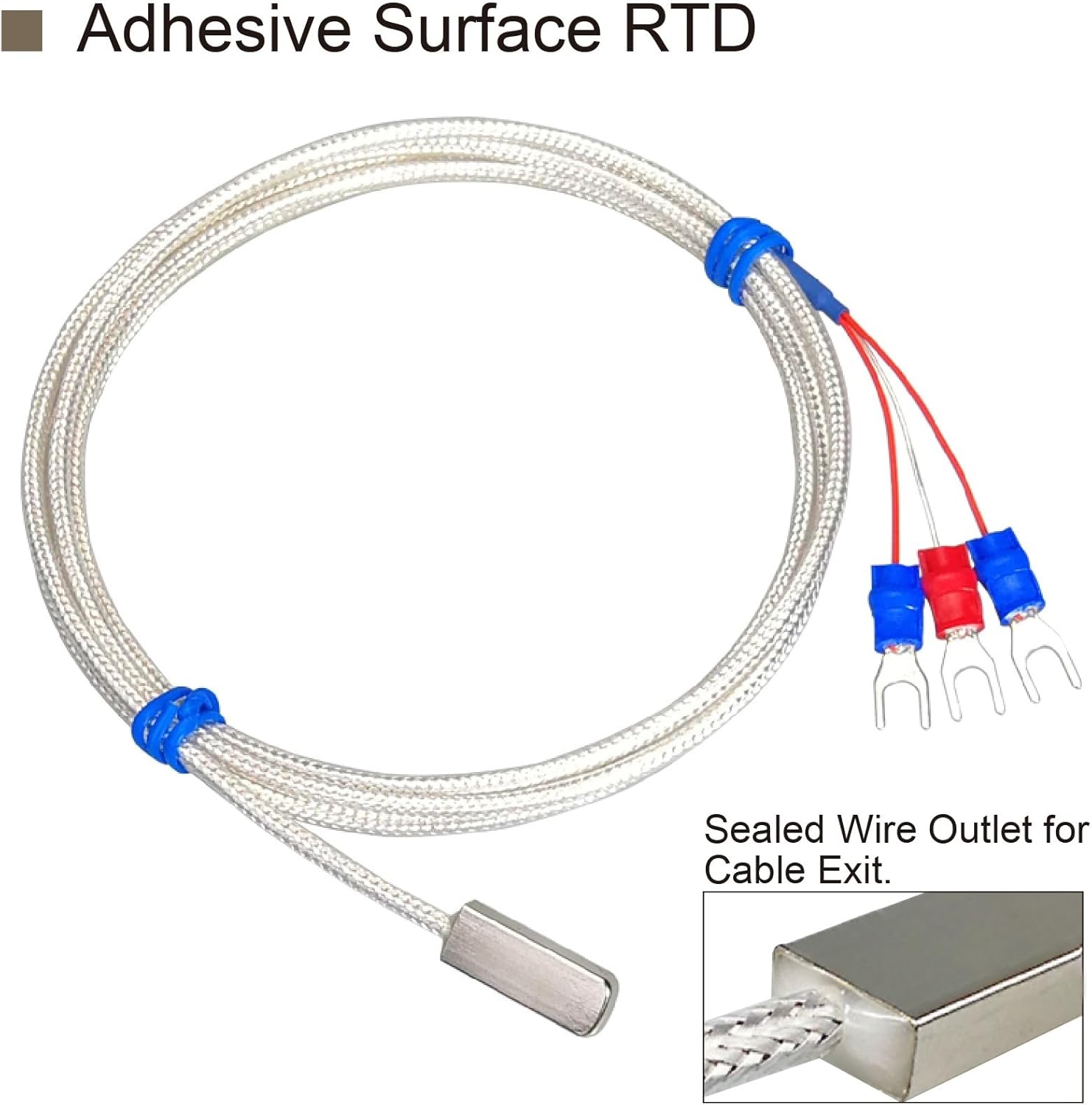 PT100 Surface Temperature Sensor Adhesive Temperature Probe High Temperature Stick-on Sensor with 3M Tape(A-5m)