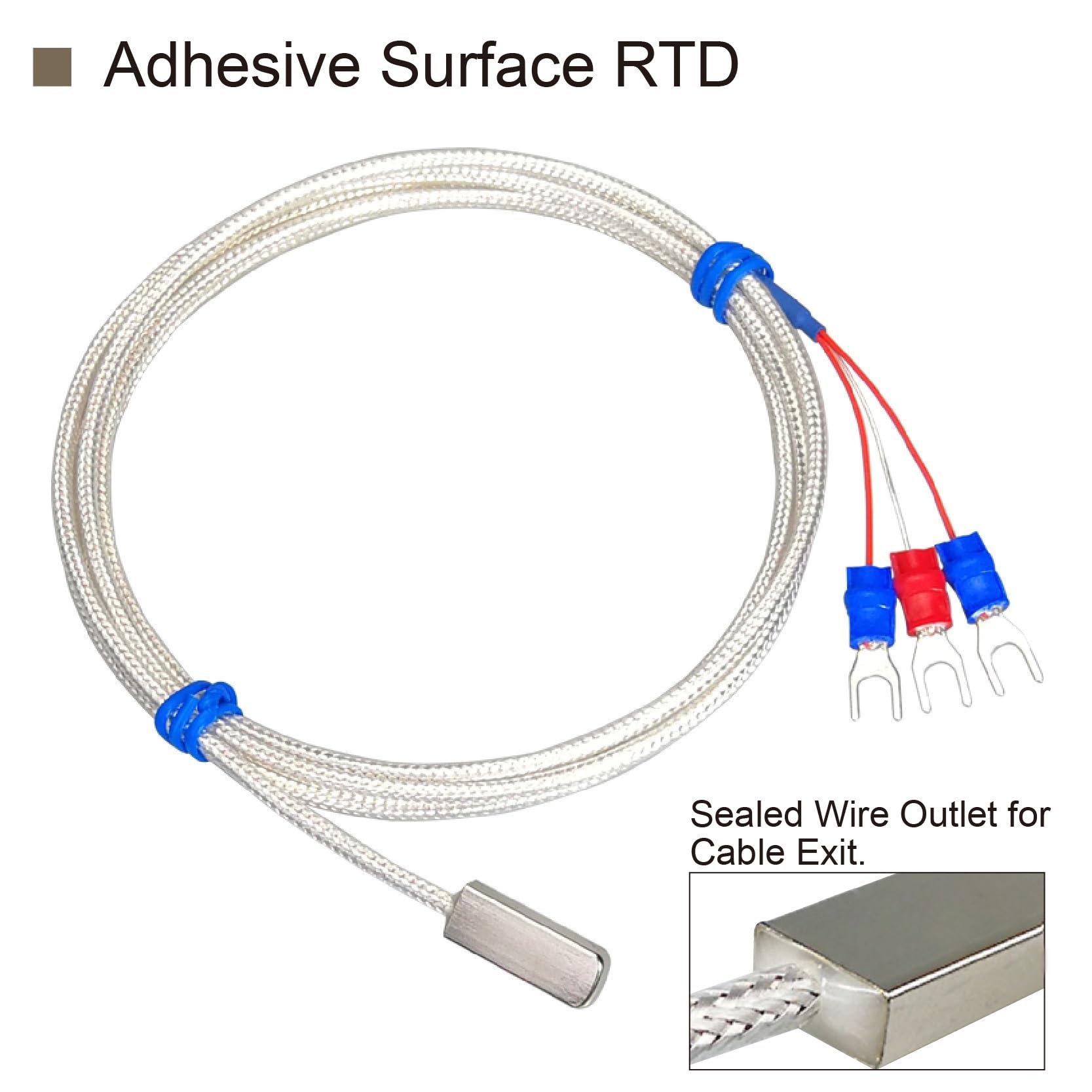 Sensor de Temperatura de Superficie PT100, sonda de Temperatura Adhesiva, Sensor Adhesivo de Alta Temperatura con Cinta 3M(A-2m)