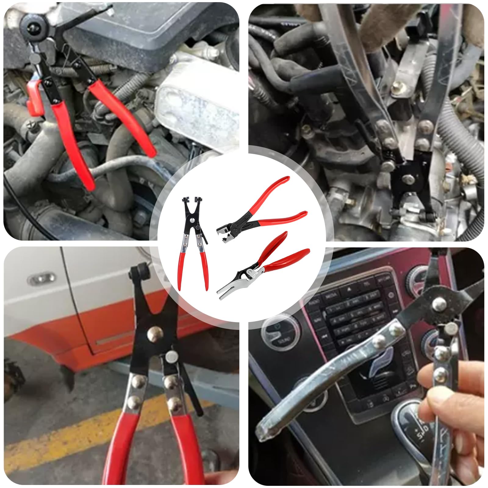 Pinza per Fascette Stringitubo: Set 3 Pezzi, Collo Dritto, per Auto