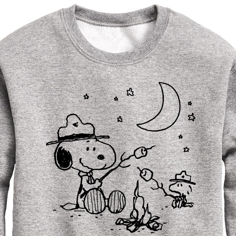 HYBRID APPAREL - Peanuts - Snoopy Camping - Toddler And Youth Crewneck Fleece Sweatshirt - Size Small Athletic Heather3