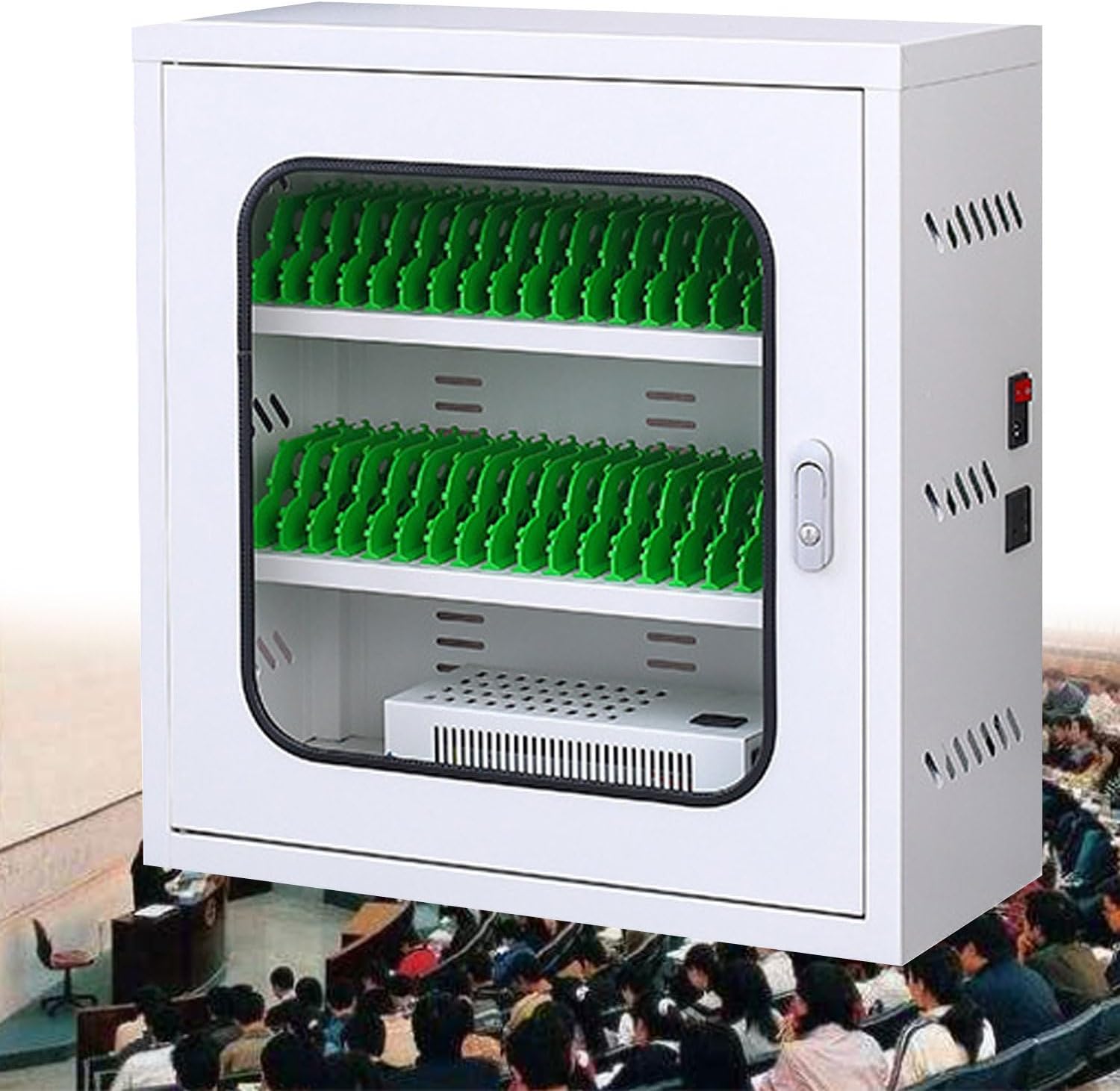 Mobile Phone Storage Box Transparent Acrylic Mobile Phone Security Locker with Key,Portable Rechargeable Cellphone Locker with 40 Slots, Mobile Phone Charging Cabinet with Lock & Universal W