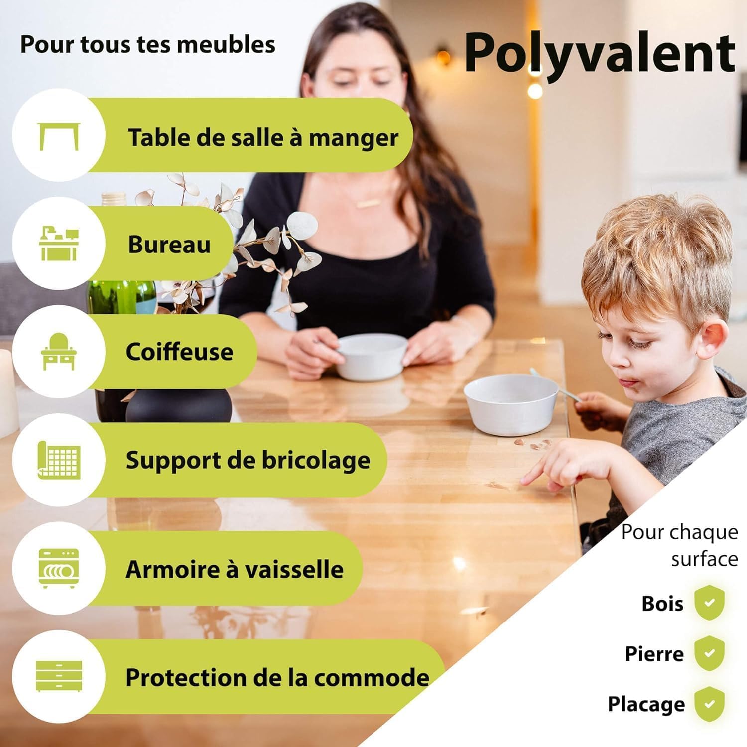 Profolio Film de protection de table rond et transparent avec bord en V biseauté - Nappe transparente brillante pour protection de table - Film transparent de 2 mm pour votre table - Diamètre : 130 cm
