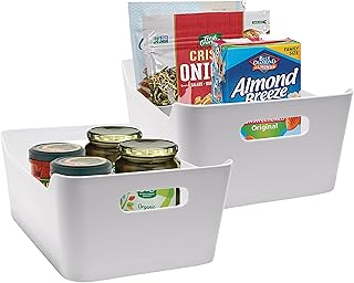 bHome 2 X-Large Pantry Organization And Storage Plastic Storage Bins For Kitchen Organization, White Bins for Pantry Stora...