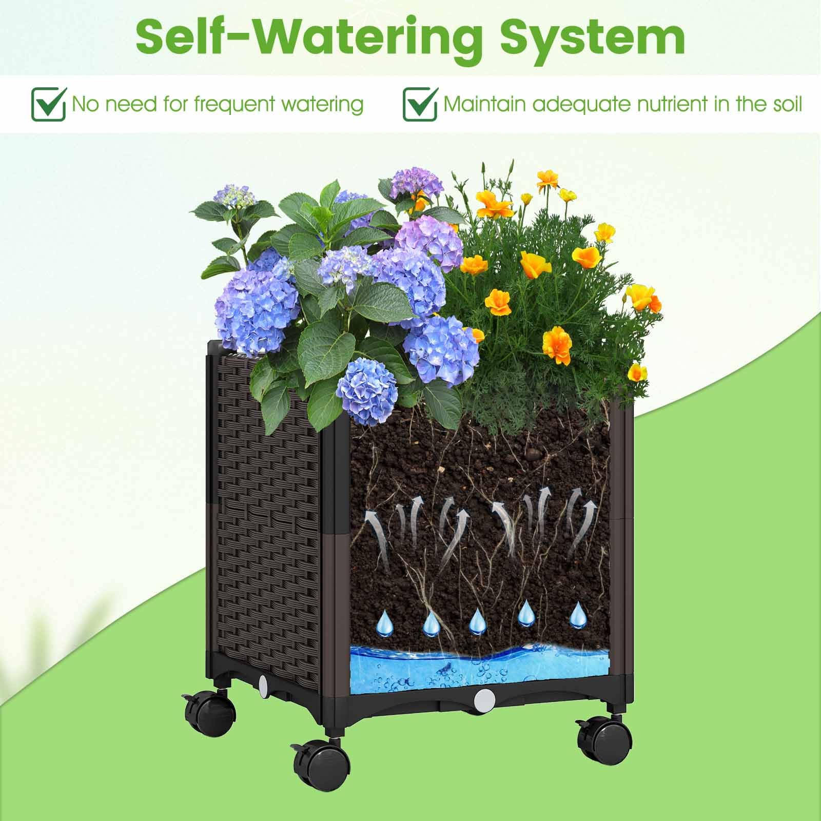HOMASIS Arco da Giardino con Sistema di Auto-Irrigazione, 2 Vasi e 8 Ruote, Recinzione da Giardino in Metallo Anti-Ruggine, Supporto per Piante Rampicanti per Matrimoni, 208 x 40 x 250 cm (Nero)