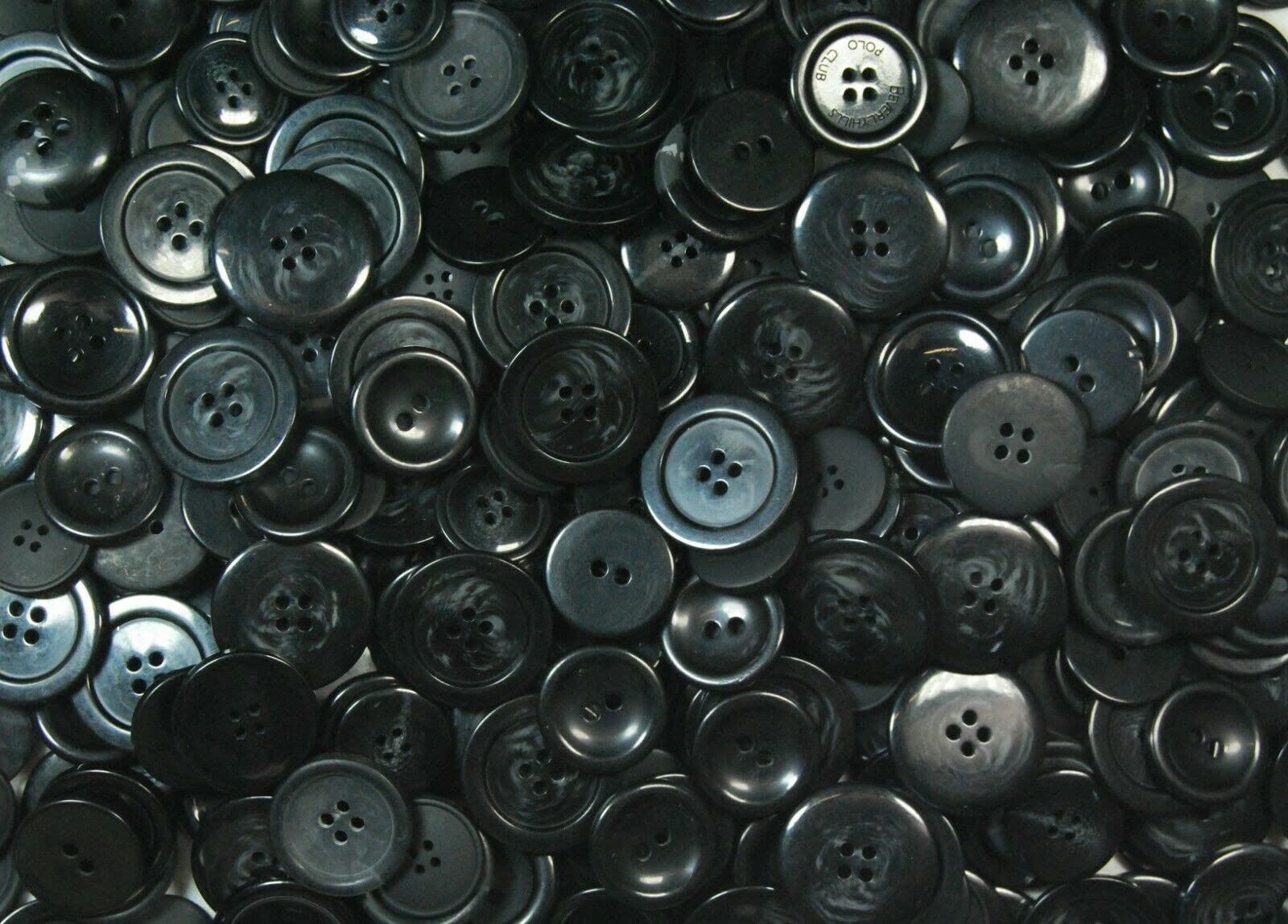celloexpress Pack of 250g - LARGE BLACK MIX - Mixed Large Sizes and Colours of Various Large BLACK Buttons for Sewing and Crafting