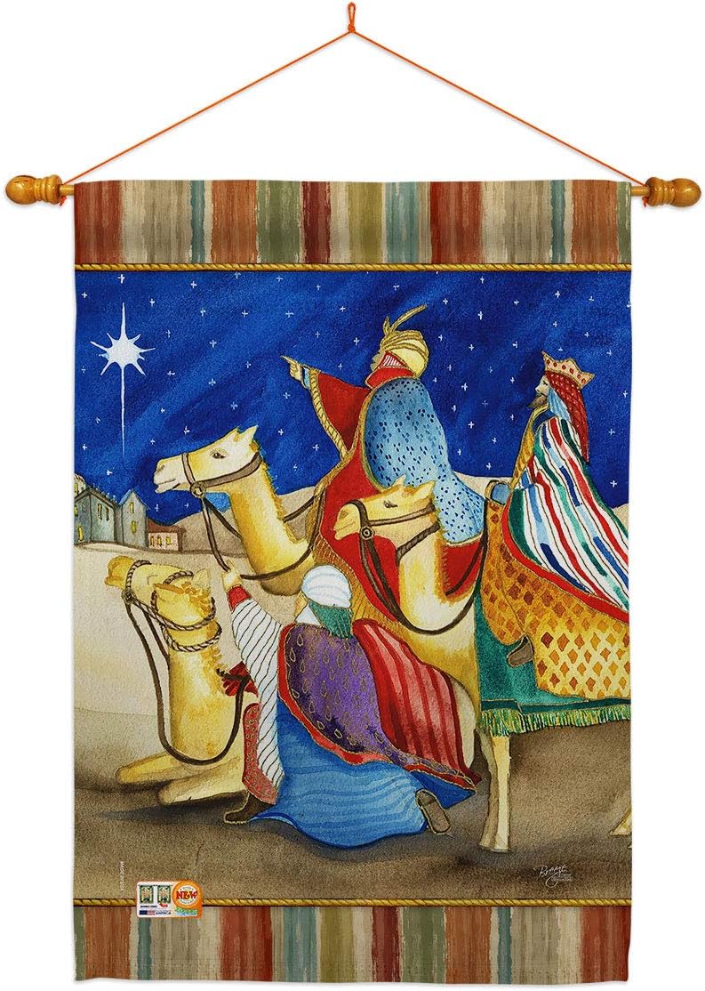 Three Kings House Flag Wintertime Wise Men Star Baby JesusSeason Christian Small Decorative Gift Yard Banner Made In USA 28 X 40