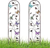 aboxoo 2-Pack Butterfly Metal Garden Trellis for Climbing Plants - 60"H Decorative Arch Fence for Patio, Yard, Garden & Outdoor Decor