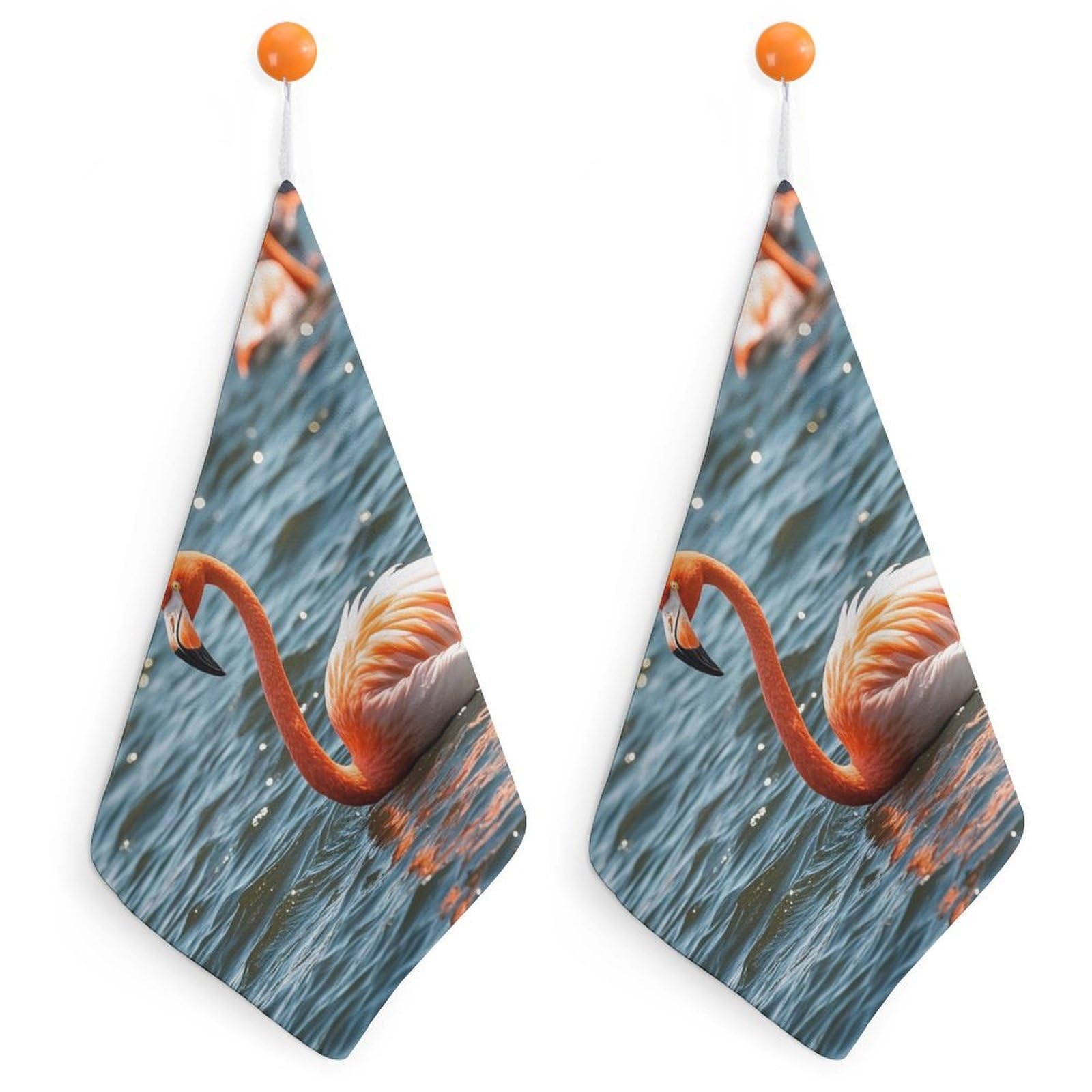 VstaDank Flamingo Washcloth with Hanging Loop Quick Dry Microfiber Hand Towel Highly Absorbent Wash Cloth Reusable Makeup Remover Cloth Soft Feel Fingertip Towel for Bathroom