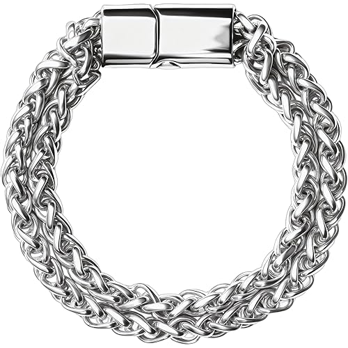 Mens Cuban Link Black Chain Bracelet, Stylish Jewelry, Gift for Husband Dad Son Boyfriend