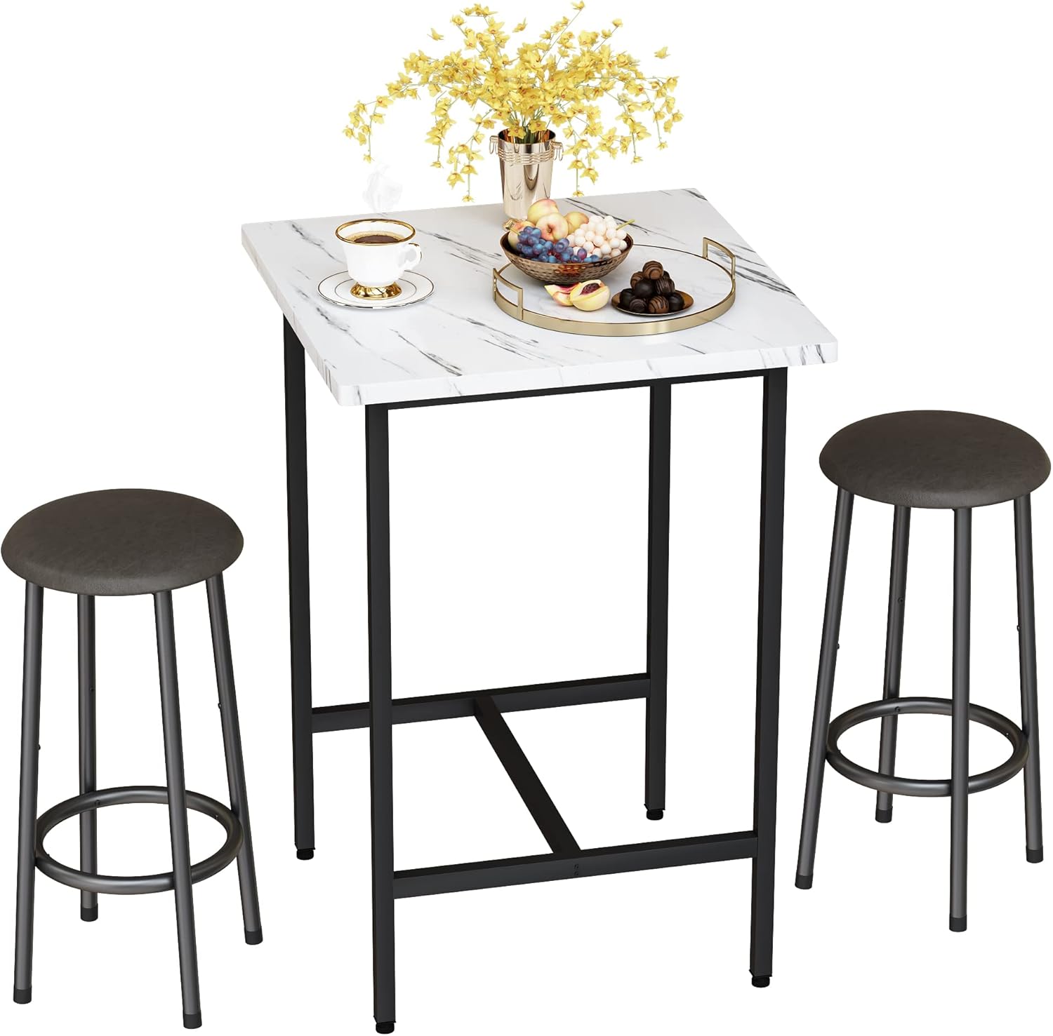 Hooseng 3 Pieces Dining Table&Chairs Set, Bar Table Set