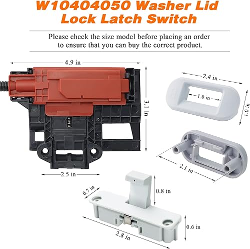 Miniatura 5 de Blutoget W10404050 W10238287 - Conjunto de interruptor de bloqueo de tapa de lavadora W10240513 Strike by Blutoget - Compatible con lavadora