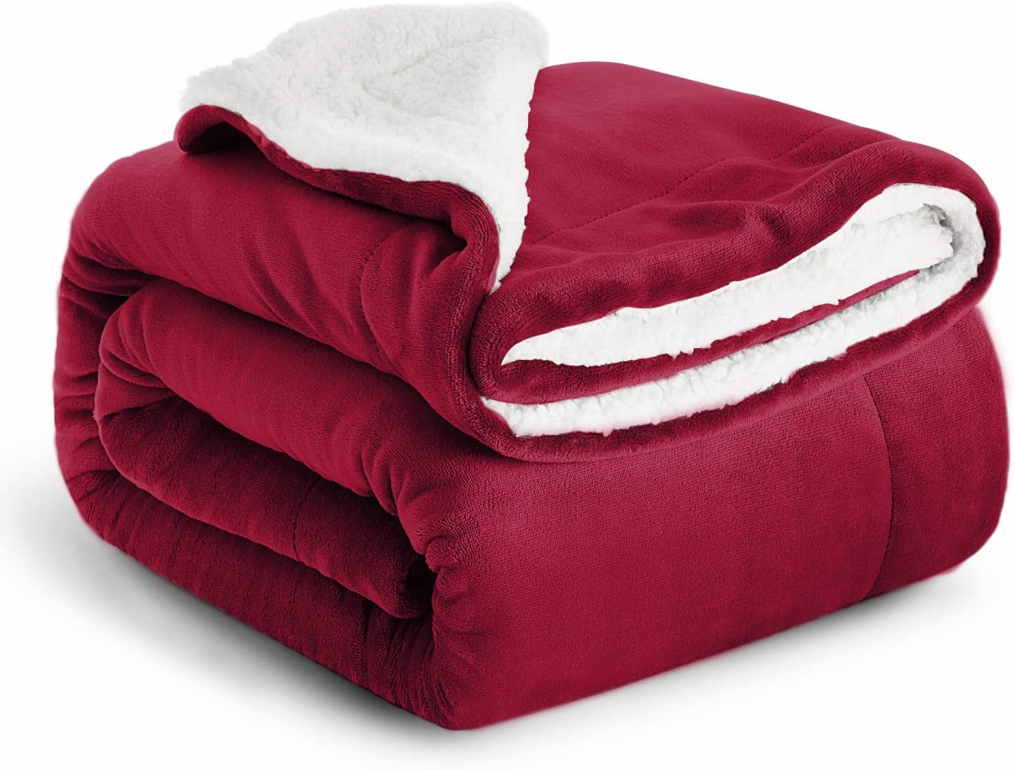 IR Imperial Rooms Sherpa Fleece Throw Blanket - Fluffy Microfiber Solid Blankets - Thick and Warm Soft Cozy Throws for Bed Sofa and Couch Burgundy, Throw/Single Size, 130x150cm