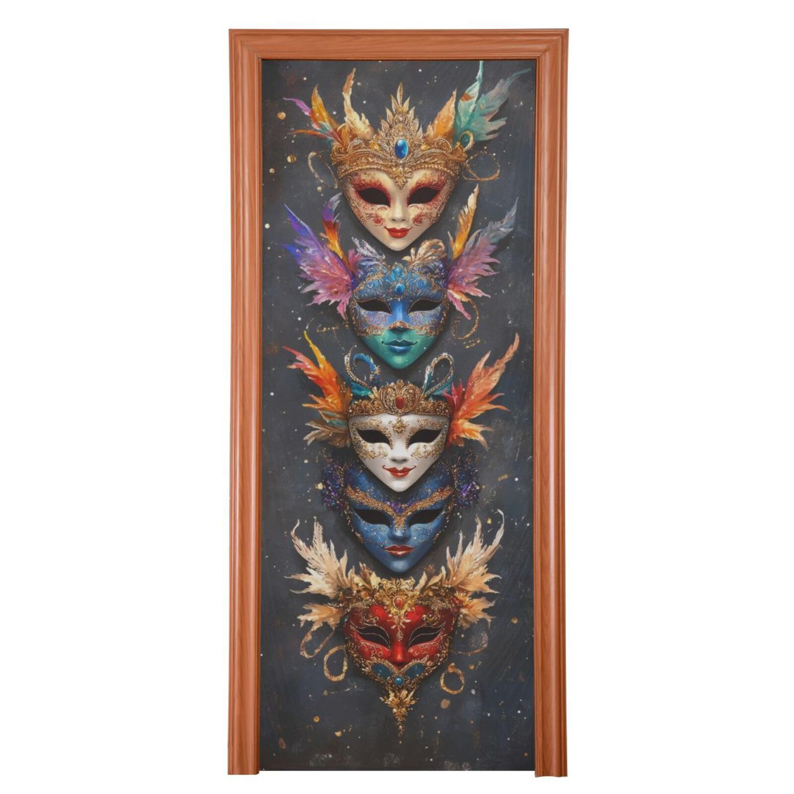 FLildon Mardi Gras Carnival Masks Door Cover Decoration, Party Accessory Porch Decor for Festive Ornament Room Door Covers 32 x 79 Inch