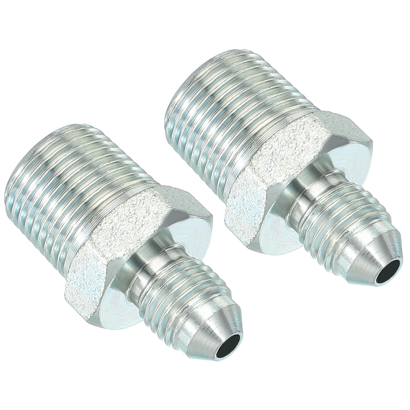 PATIKIL Pipe Adapter Connector 7/16" Male 74 ° Flare JIC x 3/8" Male 2 Pcs