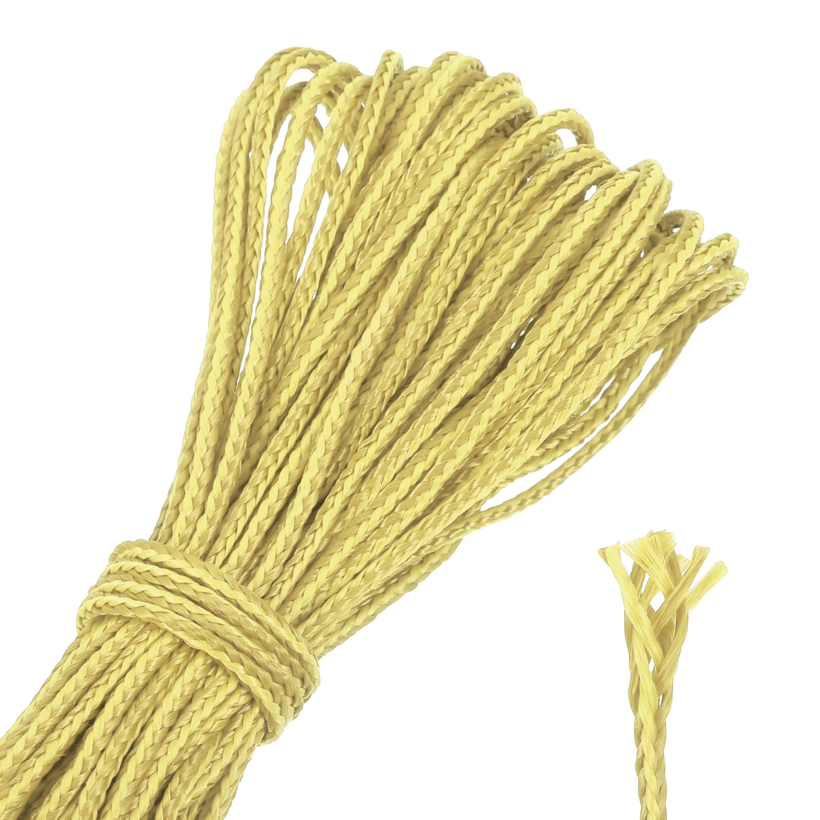 sourcing map 30Ft Braided Fishing Line, 300lb 1.5mm Diameter Multipurpose Utility Paracord Line Wind Chime String Kite Line for Camping, Hot Air Balloon, Outdoor Survival, Yellow
