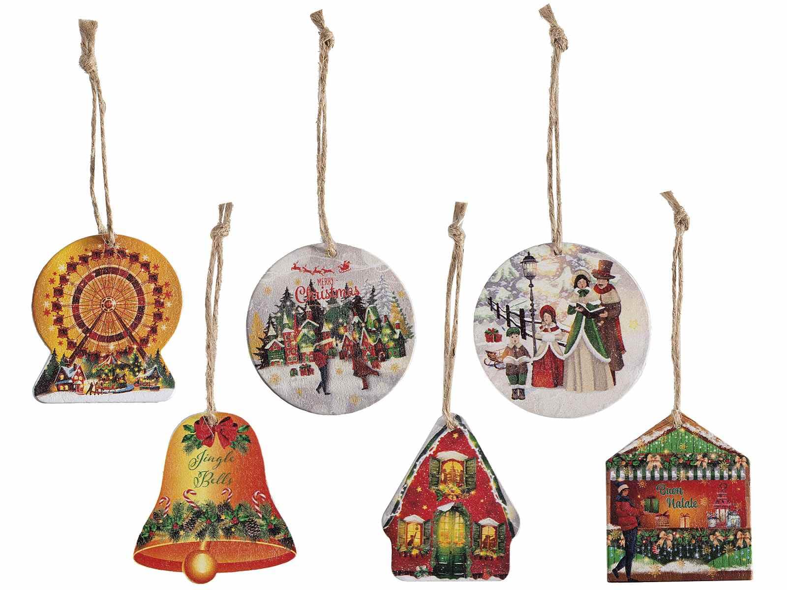 Juego de 72 adornos navideños para colgar de madera de colores – Figuras mixtas