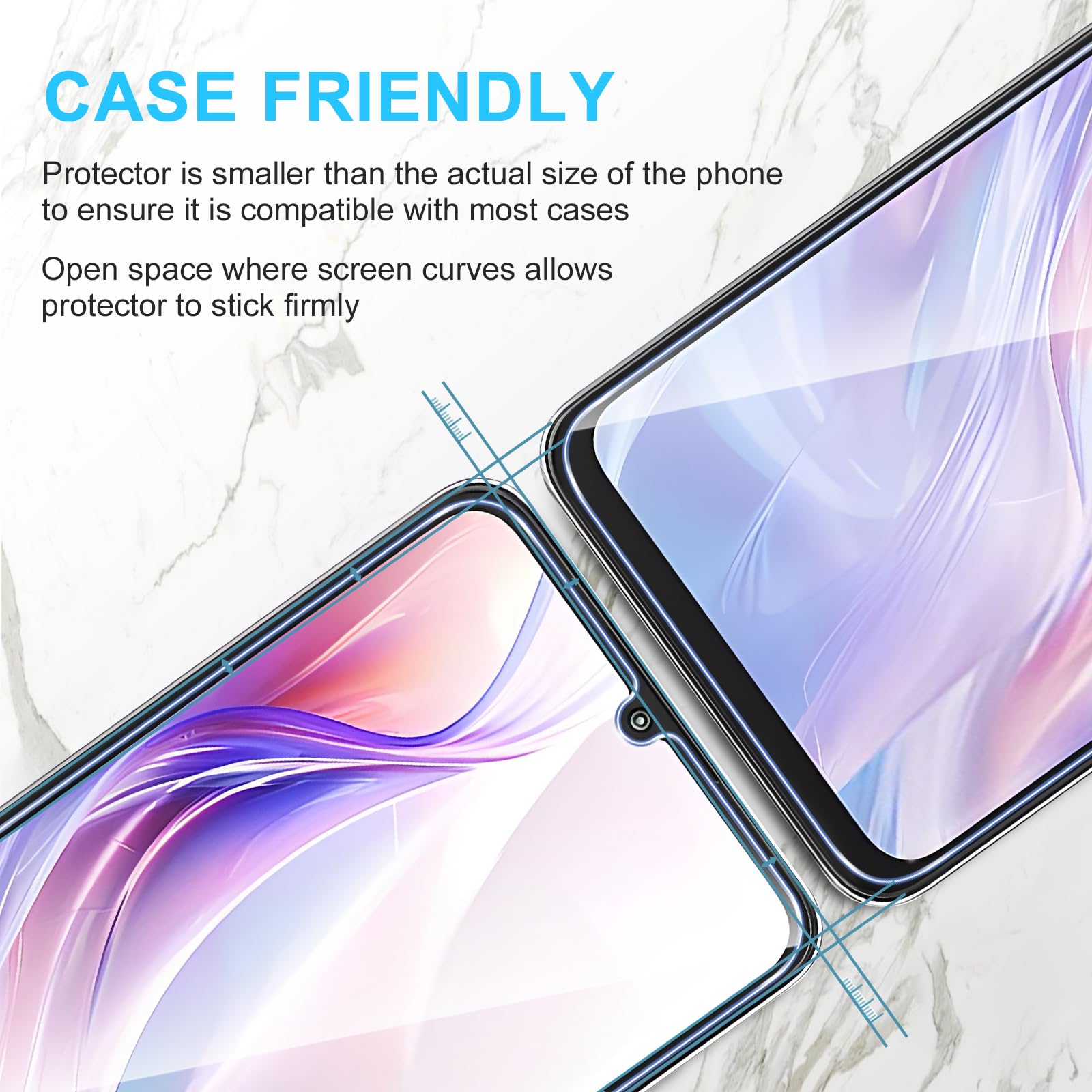 Phoona Vetro Temperato per Xiaomi Redmi 13C 4G/5G, 2 Pezzi Pellicola Protettiva per Redmi 13C, Durezza 9H, Anti Graffio, Anti-Impronte, Senza Bolle(6,74 pollici)