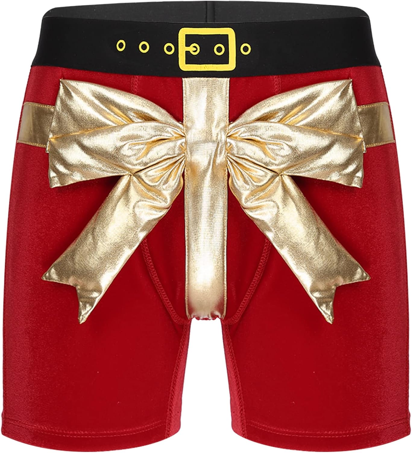 Mens Christmas Santa Boxer Briefs Holiday Velvet Bowknot Underwear Trunks Shorts Underpants Red X-Large
