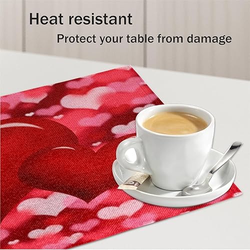 Miniatura 5 de Love Art Decor Placemats Set of 4 Table Mats Washable Placemat Waterproof Place Mats for Party Home Dining Table Decor 18x12 in