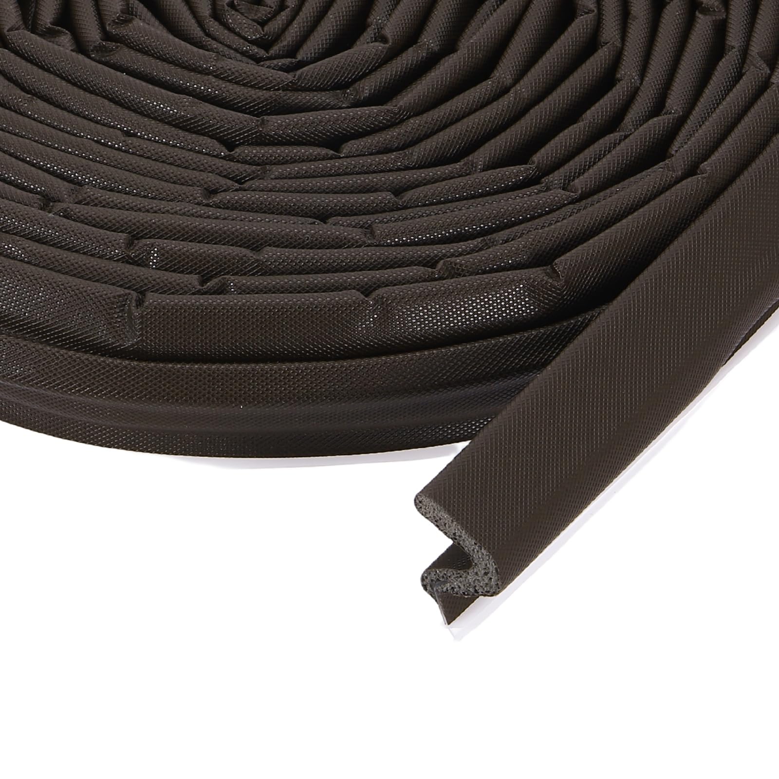 sourcing map Weather Stripping Door Seal, 29 ft Foam Kerf Weather Strips V-Shape Soundproofing Exterior Door Frame Seal Strip for Large Gap (Brown Cover/Grey Foam)