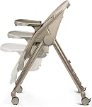 Peg Perego Living, Grow with Baby Folding High Chair & Recliner, Height Adjustable, Quick Clean & Easy Push Wheels for Babies & Toddlers, Made in Italy, Space Sand