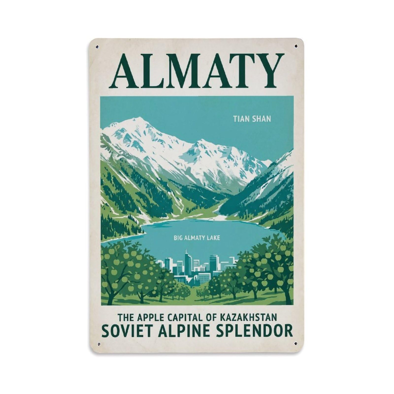 Huiyhb 8X12inch(20X30cm) Kazakhstan Almaty Vintage Travel Metal Tin Sign