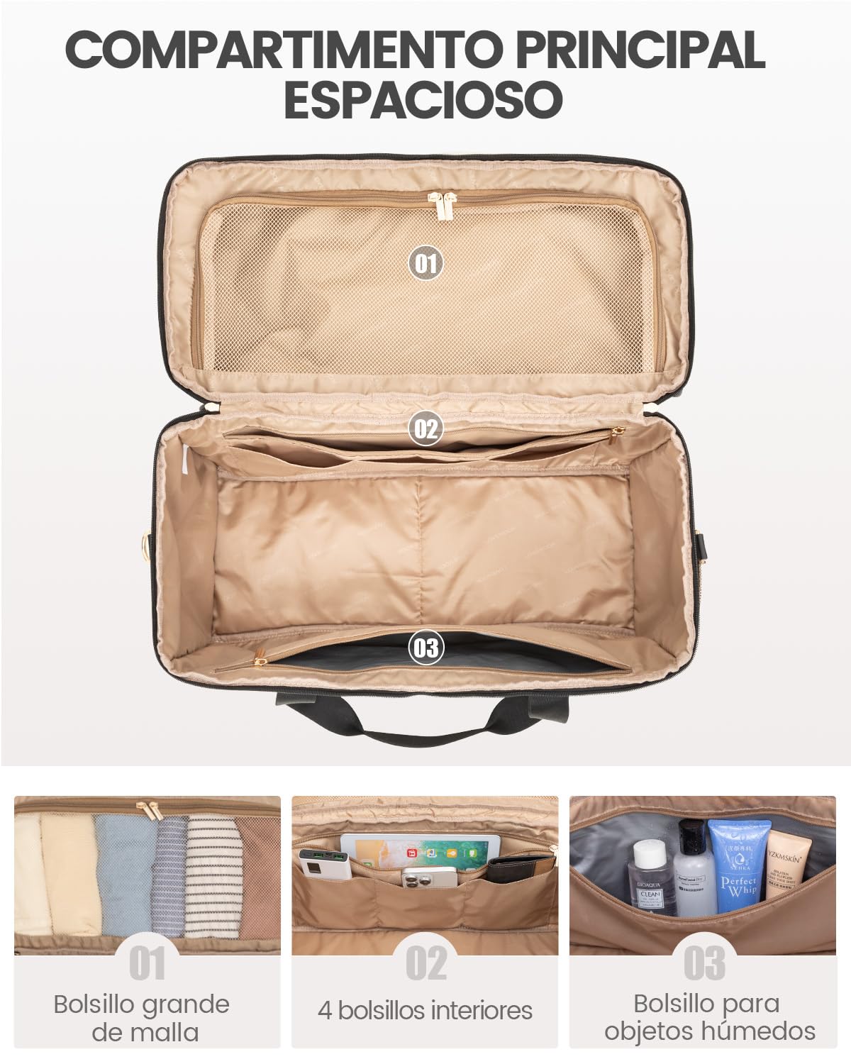 LOVEVOOK Bolsa de Viaje Mujer, Grande Apertura Bolso Viaje Maternidad Hospital, Travel Bag Bolsa Fin de Semana Mujer Bolsas Gimnasio Deporte Gym Bag