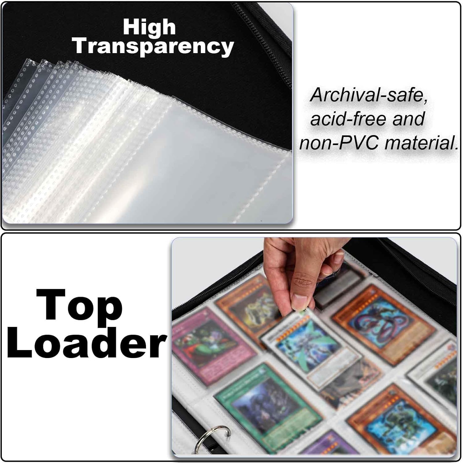 Trading Card Binder Compatible with DGM TCG Cards,Trade cards Album 9-Pockets Hold 990 Cards