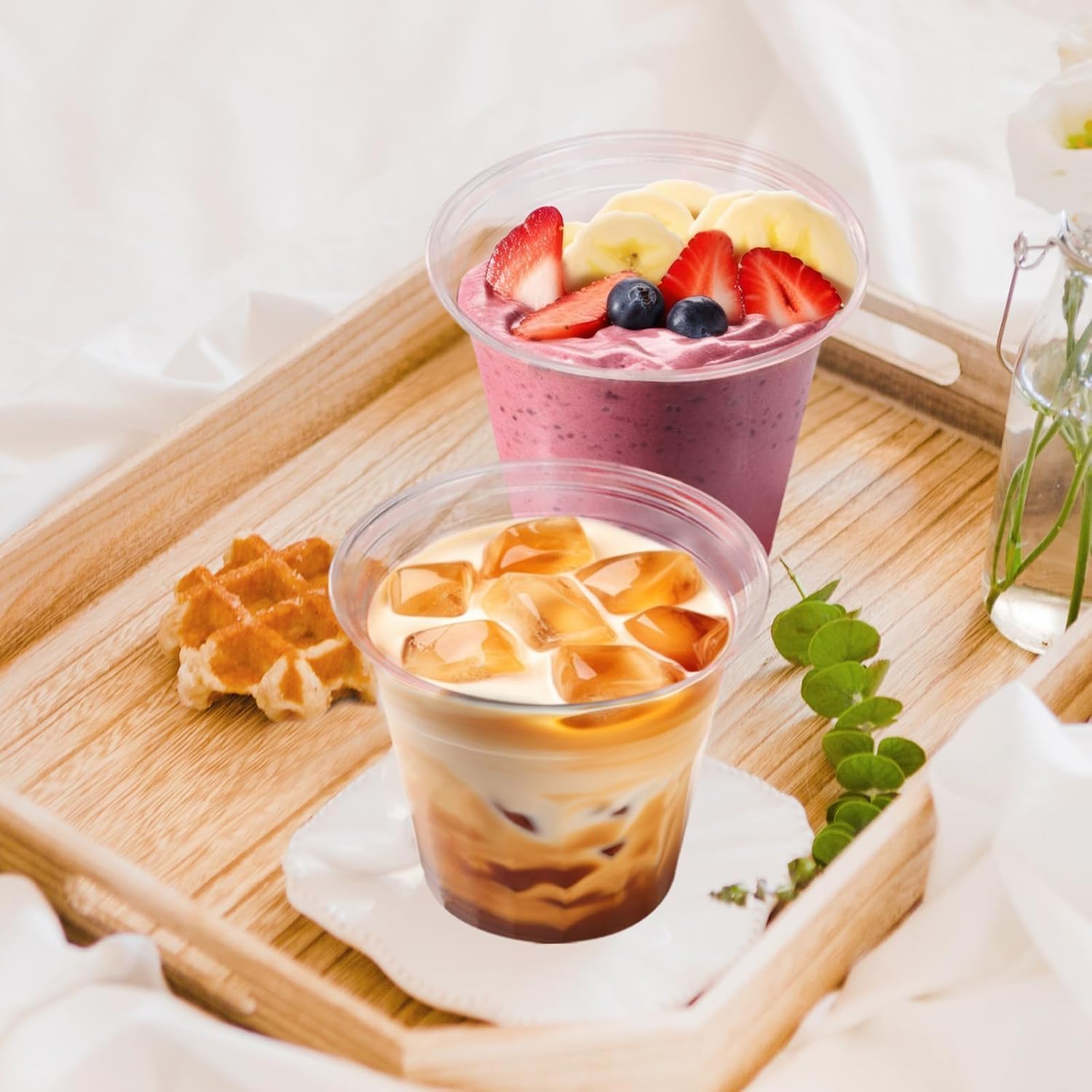 200 Pack 9 oz Clear Plastic Cups with Lids, Parfait Cups with Flat Lids, Disposable Dessert Cup, Putting Cup for Cold Drink, Ice Cream, Fruit, Salad - Image 6