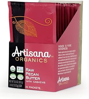 Artisana Organics Raw Pecan Butter with Cashews - No Sugar Added, Just Two Ingredients - Vegan, Paleo and Keto Snack, 1.06oz Pouches (10 Pack)