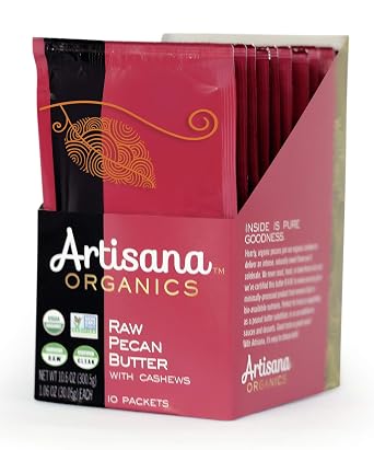 Artisana Organics Raw Pecan Butter with Cashews - No Sugar Added, Just Two Ingredients - Vegan, Paleo and Keto Snack, 1.06oz Pouches 10 Pack