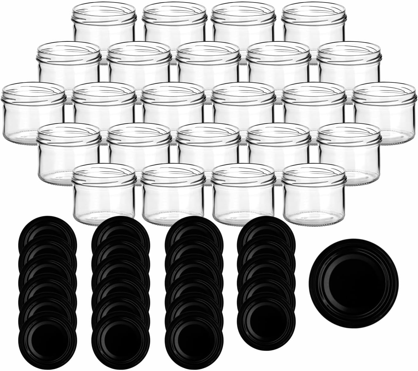 12x Einmachgläser 370 Ml Mit Schwarzem Twist-Off-Deckel – Ideal Zum Einkochen, Einlegen & Aufbewahren