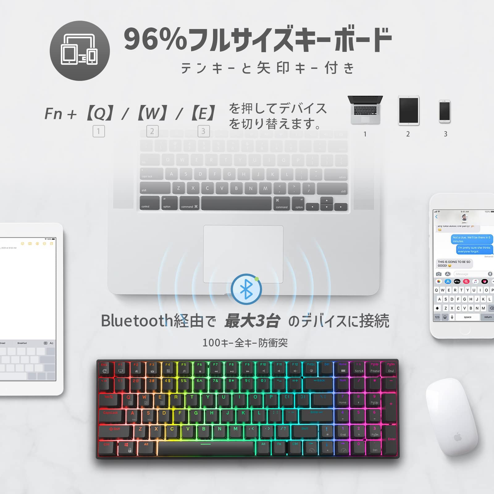 Amazon | RK ROYAL KLUDGE RK100 2.4Gワイヤレス/ Bluetooth/有線 RGB