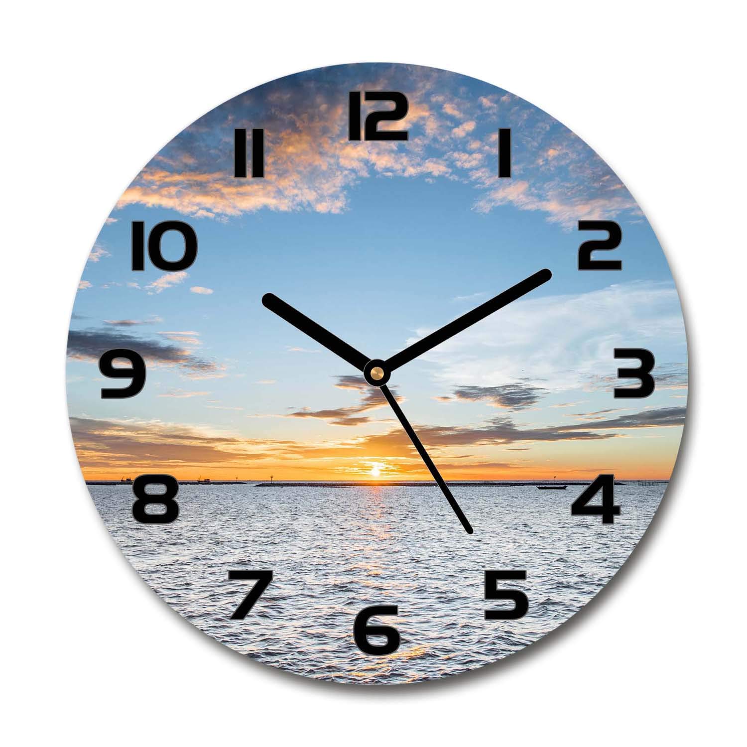 Horloge en Verre Sécurité Tulup Silencieuse Aiguilles Noires 60x60cm
